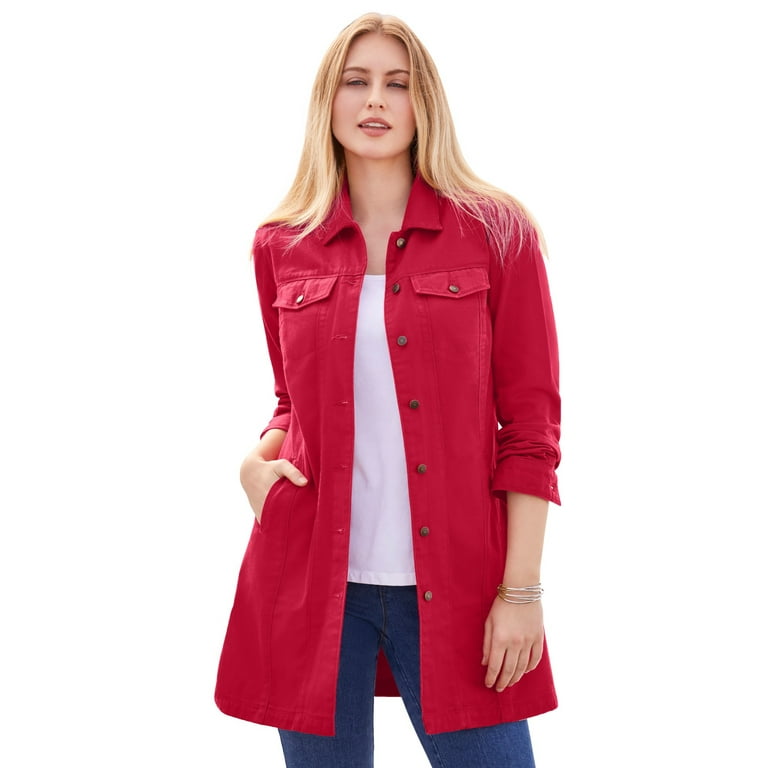 Red denim jacket size 18 sales
