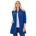 thumbnail image 1 of Jessica London Women's Plus Size Long Denim Jacket Oversized Jean Jacket, 1 of 5