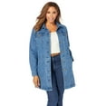 thumbnail image 1 of Jessica London Women's Plus Size Long Denim Jacket Oversized Jean Jacket, 1 of 5