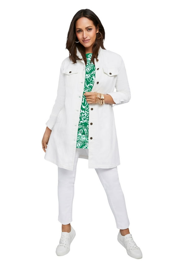 Women's Plus Size Long Denim Jacket Oversized Jean Jacket