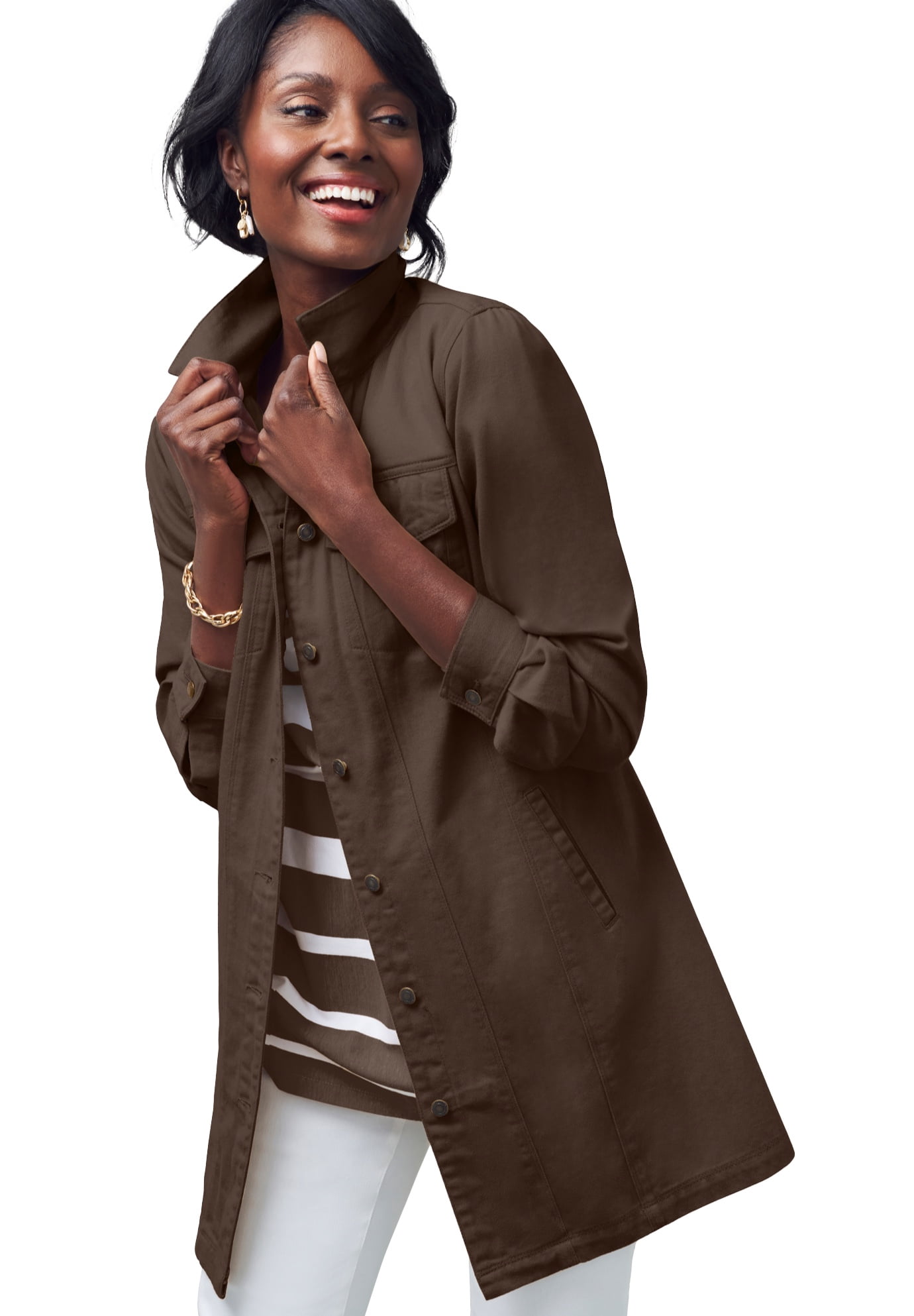 9191.【極美品】LEONARD カンカン シルク ロングジャケット Lサイズ Jessica London Women's Plus Size Long Denim Jacket Oversized Jean