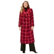 Jessica London Women's Plus Size Long Shawl Collar Wool Coat Wool Winter Double Breasted Coat