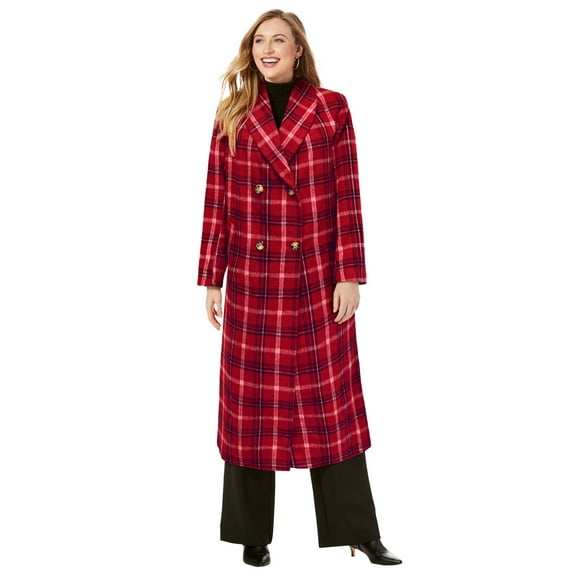 Jessica London Women's Plus Size Long Shawl Collar Wool Blend Coat
