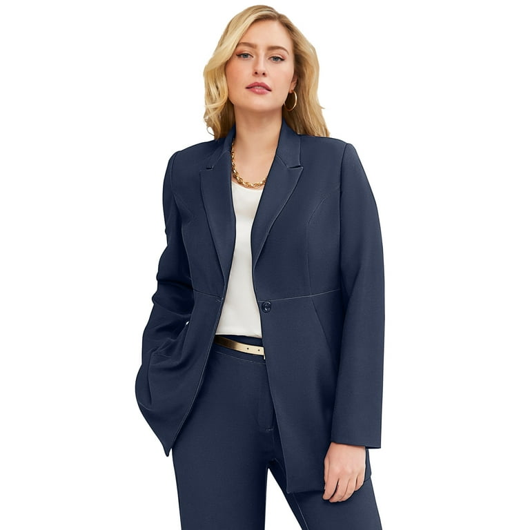 Navy blue suit women's plus best sale size
