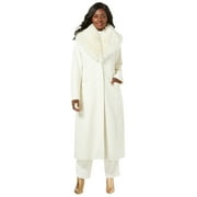 Jessica London Women's Plus Size Long Wool-Blend Coat With Faux Fur Collar Coat