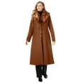 thumbnail image 1 of Jessica London Women's Plus Size Long Wool-Blend Coat With Faux Fur Collar, 1 of 4