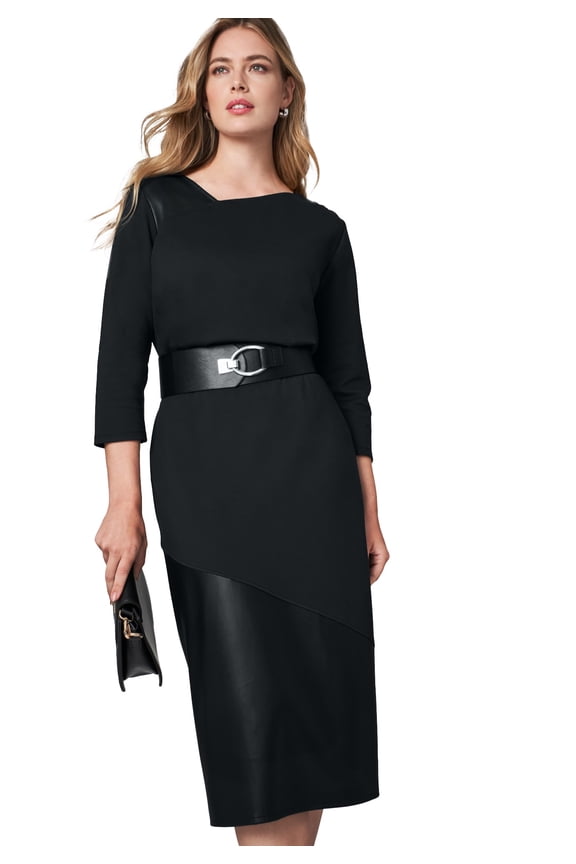 Women's Plus Size Mixed Media Midi Skirt