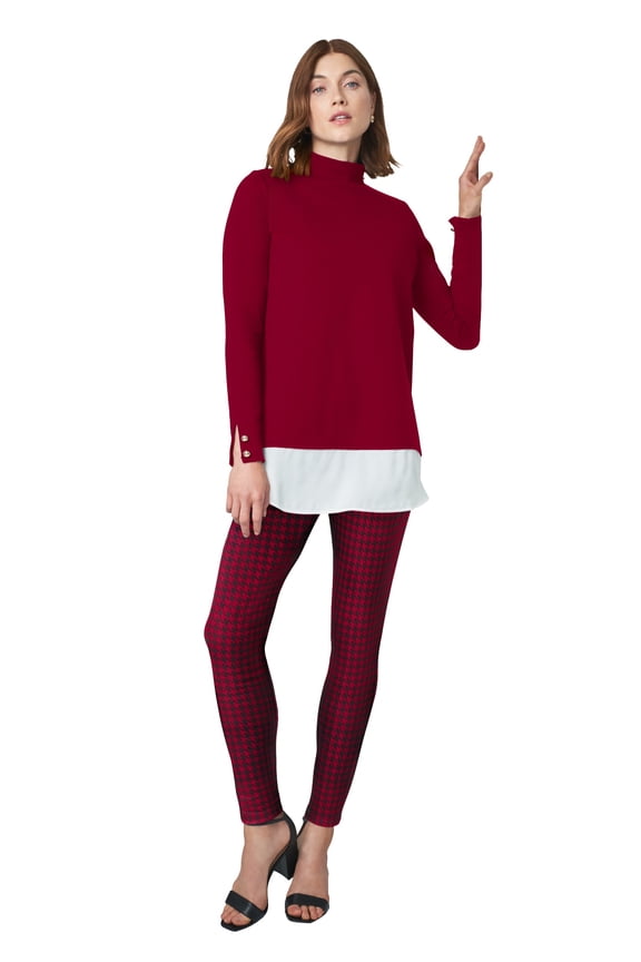 Women's Plus Size Mixed Media Ponte Top