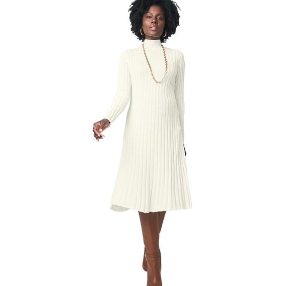 Jessica London Women's Plus Size Mock Neck Midi Sweater Dress
