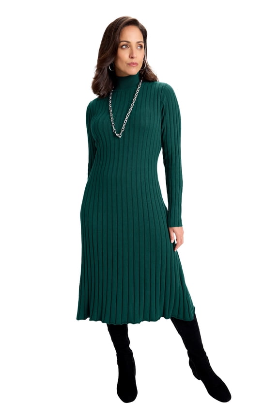 Women's Plus Size Mock Neck Midi Sweater Dress