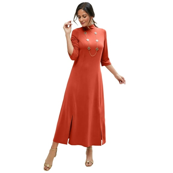 Jessica London Women's Plus Size Mockneck Slit Maxi Dress