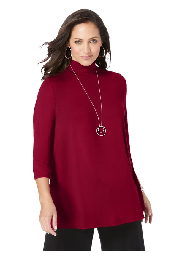 Women's Plus Size Mockneck Swing Tunic