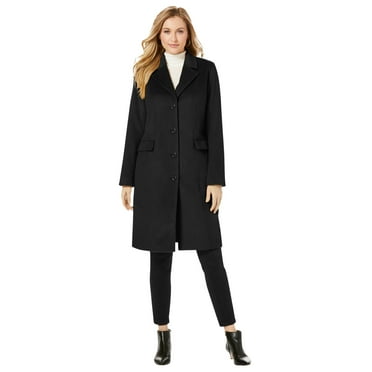 Jessica London Women's Plus Size Notch Collar Wool Coat