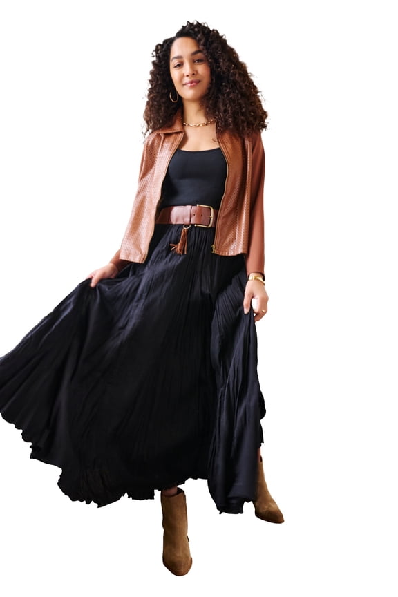 Women's Plus Size Perforated Faux Leather Zip-Front Jacket