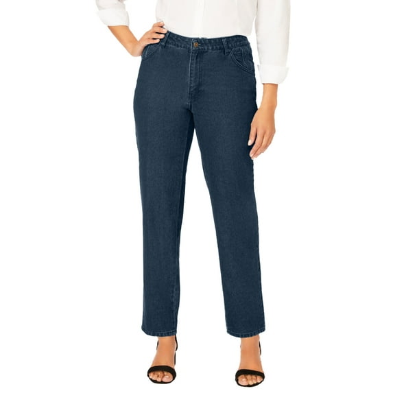 Jessica London Women's Plus Size Petite Classic Cotton Denim Straight-Leg Jean