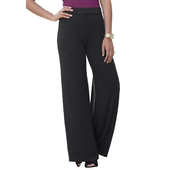 Jessica London Women's Plus Size Petite Everyday Stretch Knit Wide Leg Pant
