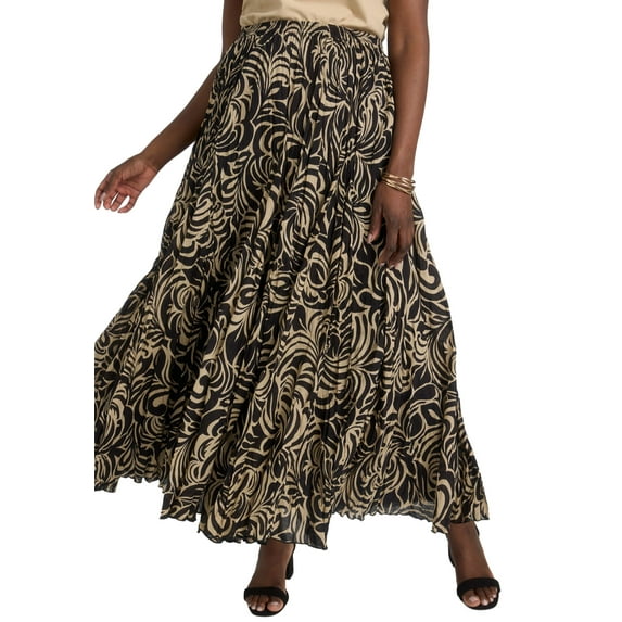 Jessica London Women's Plus Size Petite Flowing Crinkled Maxi Skirt