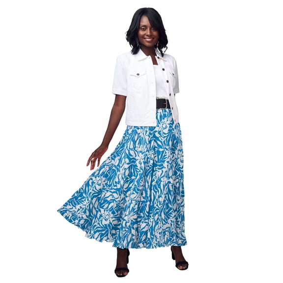 Jessica London Women's Plus Size Petite Flowing Crinkled Maxi Skirt