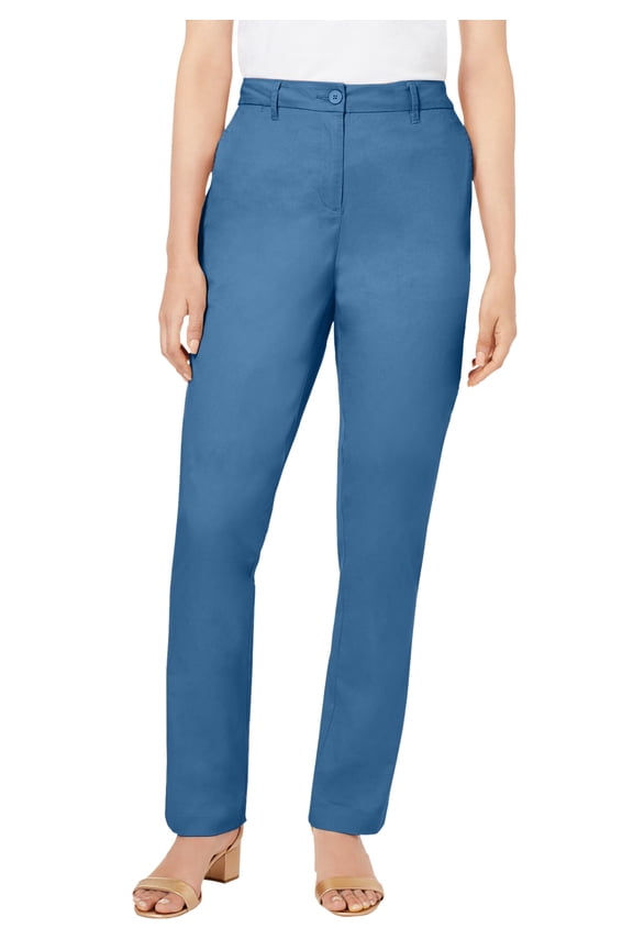 Women's Plus Size Petite Stretch Cotton Chino Straight-Leg Pant