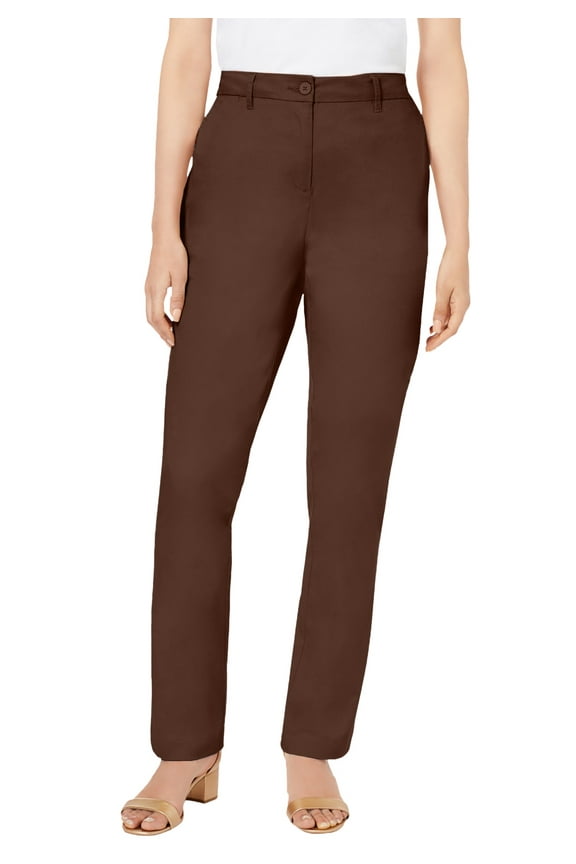 Women's Plus Size Petite Stretch Cotton Chino Straight-Leg Pant