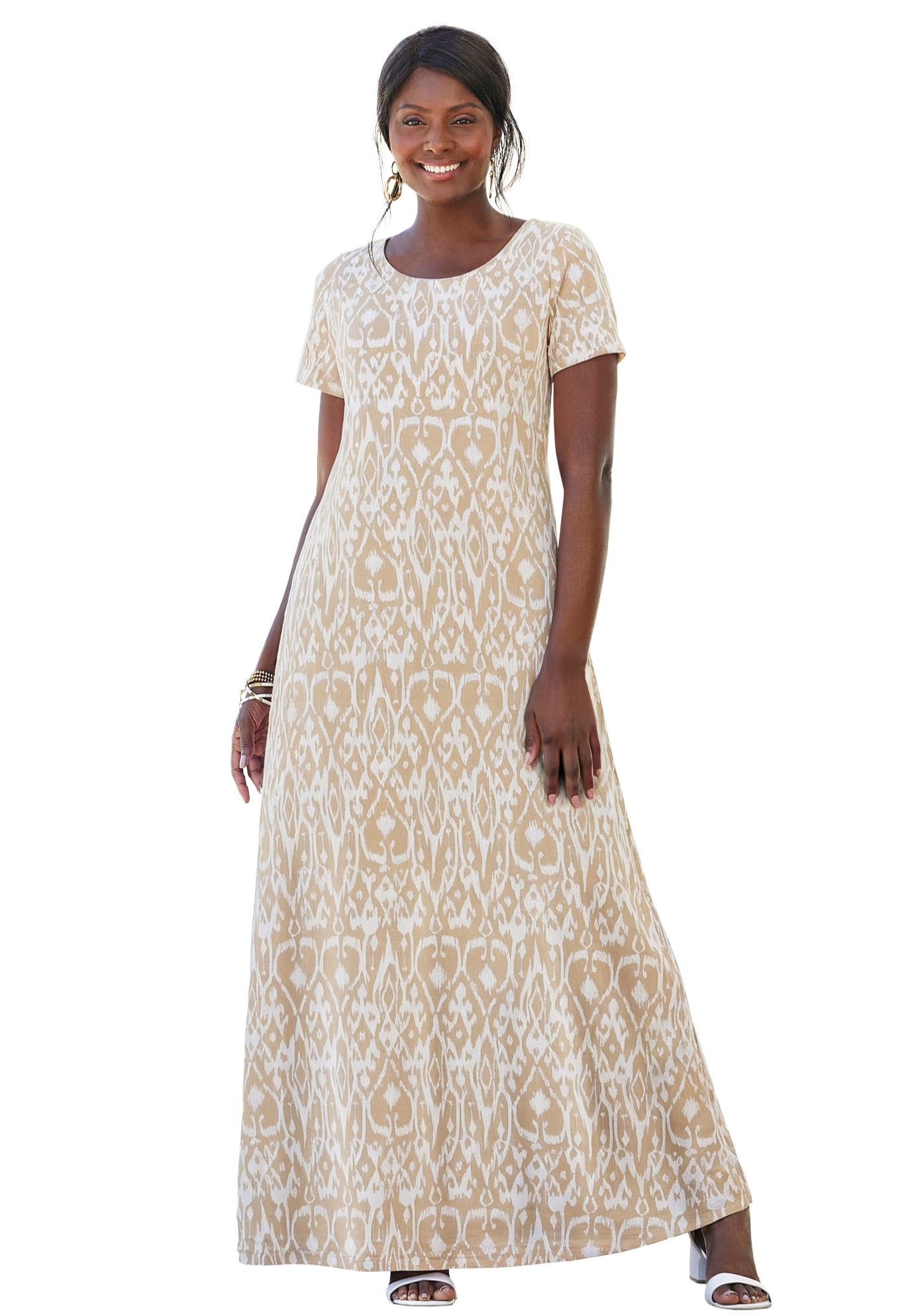 jessica london plus size women's stretch cotton t-shirt dress Jessica London Stretch Cotton Tank Maxi Dress