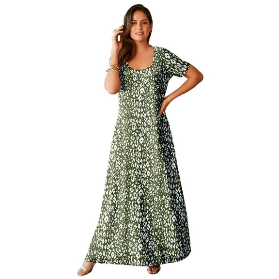 Jessica London Women's Plus Size Petite Stretch Cotton T-Shirt Maxi Dress