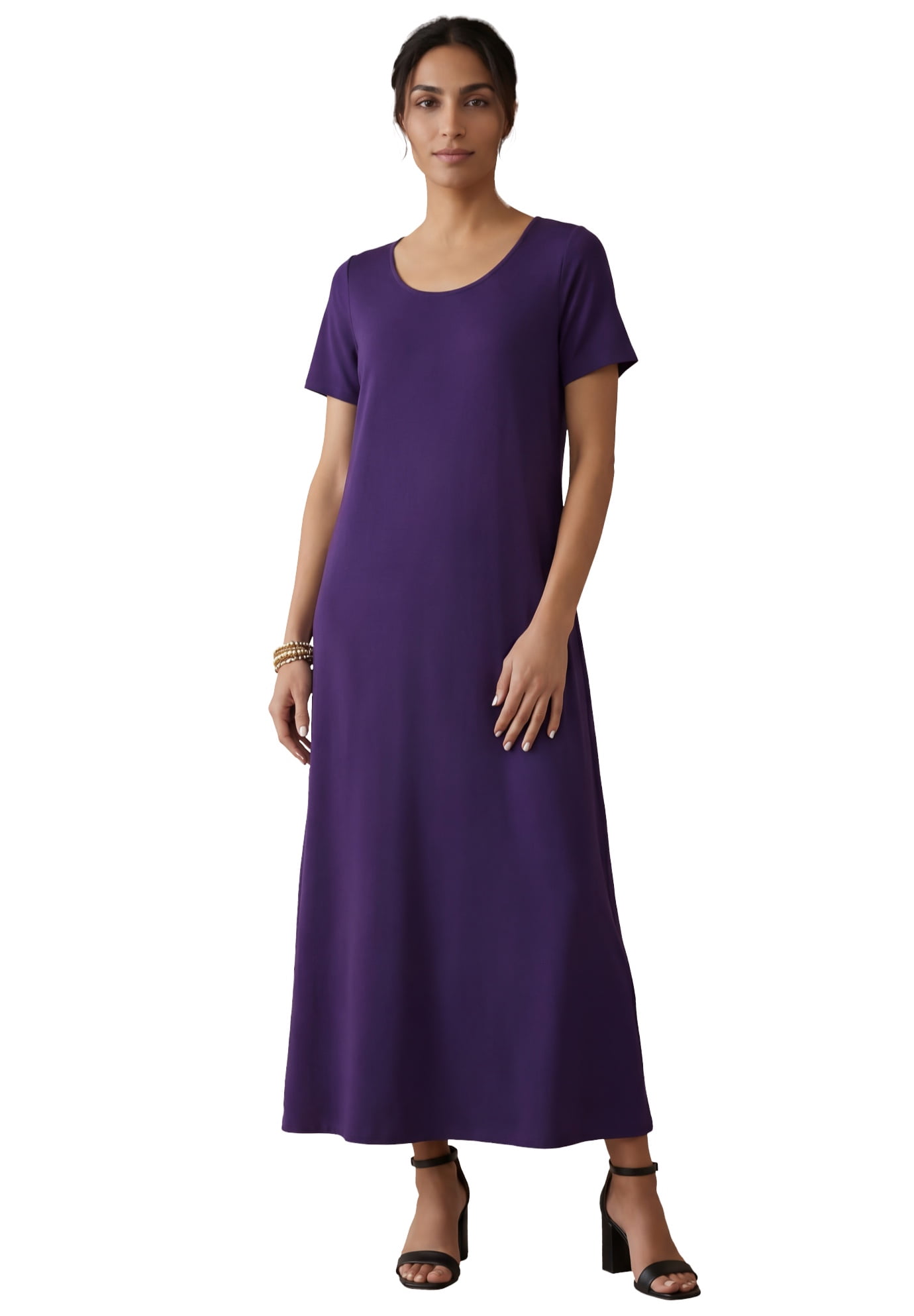 jessica london plus size women's stretch cotton t-shirt maxi dress Jessica London Women's Plus Size Petite Stretch Cotton T-Shirt Maxi Dress