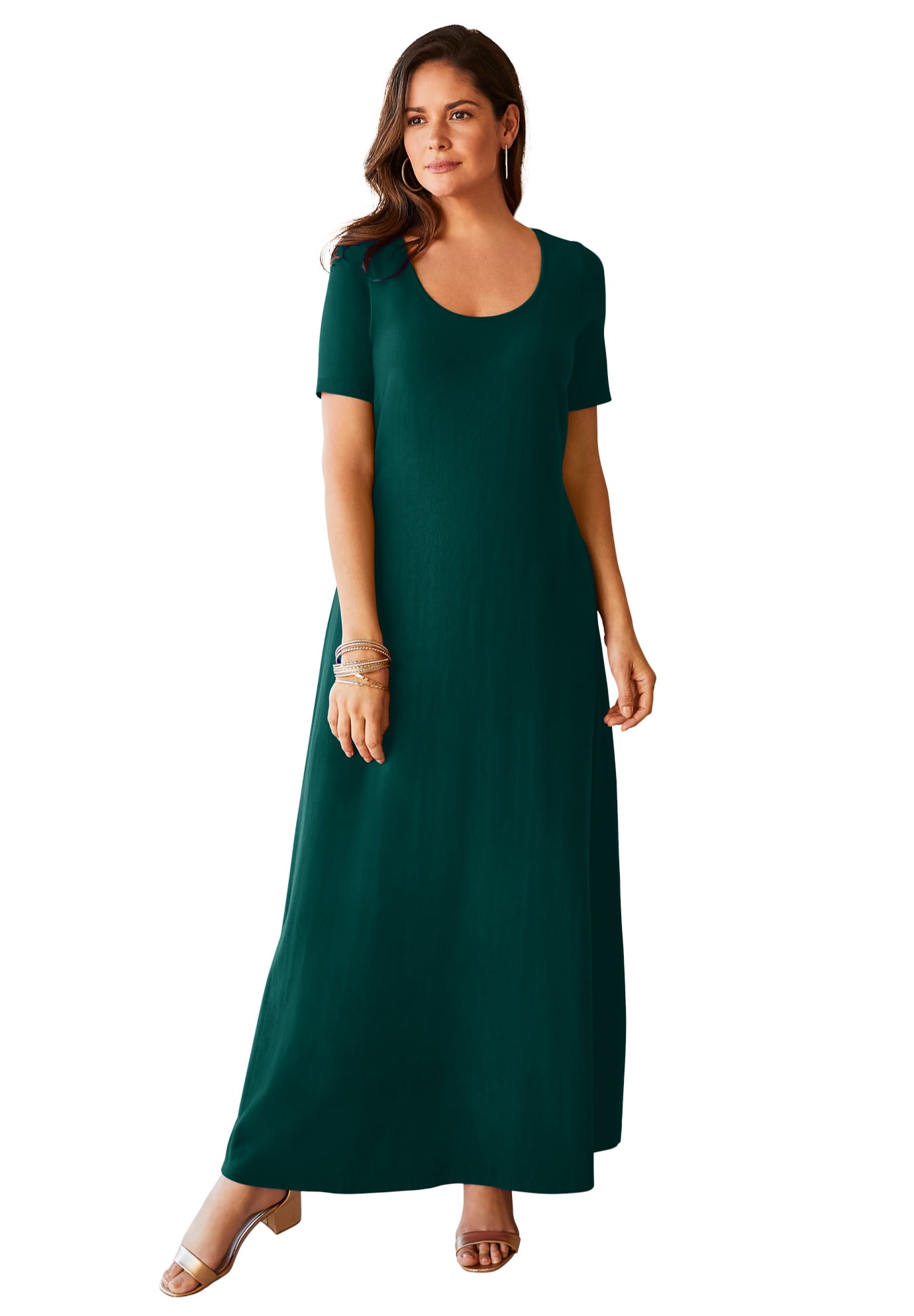 jessica london plus size women's stretch cotton t-shirt maxi dress Jessica London Women's Plus Size Petite Stretch Cotton T-Shirt Maxi Dress, Size: 32, Blue