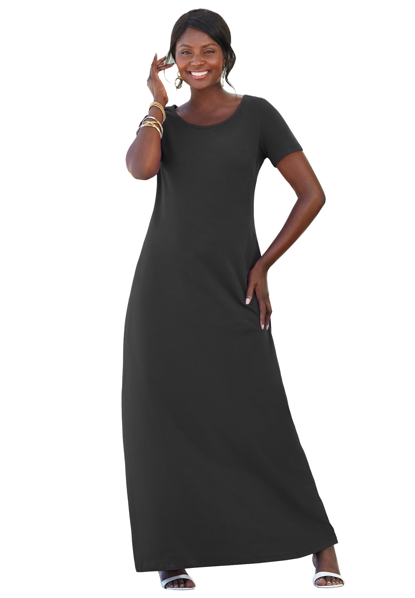 jessica london plus size women's stretch cotton t-shirt maxi dress Jessica London Petite Stretch Cotton T-Shirt Maxi Dress