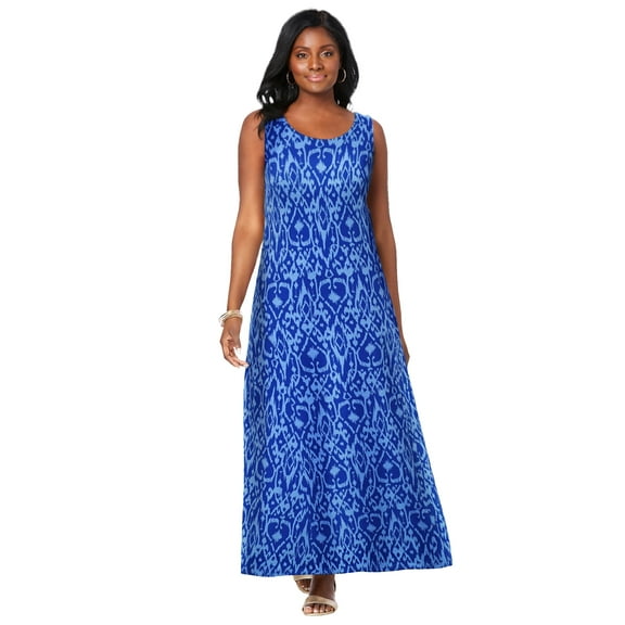 Jessica London Women's Plus Size Petite Stretch Cotton Tank Maxi Dress