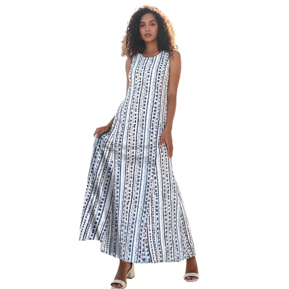 Jessica London Women's Plus Size Petite Stretch Cotton Tank Maxi Dress