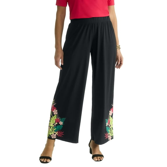 Jessica London Women's Plus Size Petite Stretch Knit Wide Leg Pant