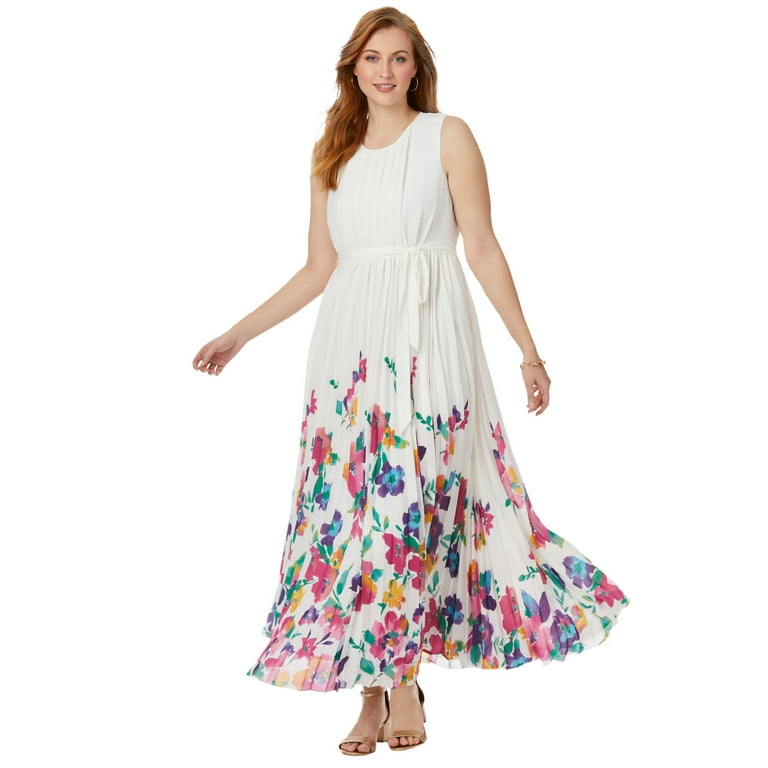 Jessica London Women s Plus Size Pleated Maxi Dress Walmart