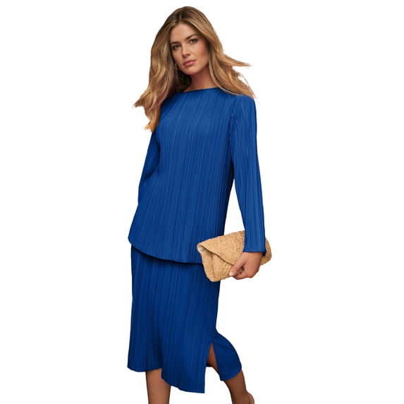 Jessica London Women's Plus Size Plisse Boatneck Blouse