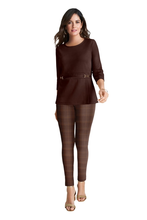 Women's Plus Size Ponte Belted Top