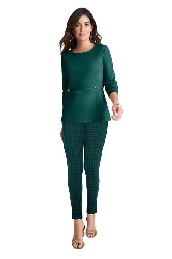 Women's Plus Size Ponte Belted Top