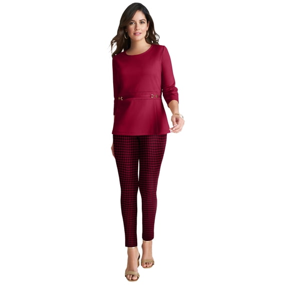 Jessica London Women's Plus Size Ponte Belted Top