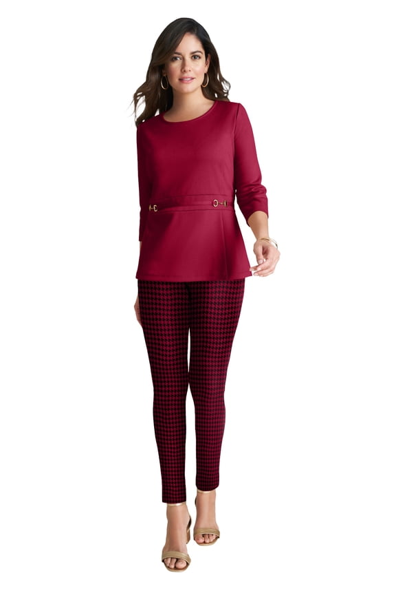 Women's Plus Size Ponte Belted Top