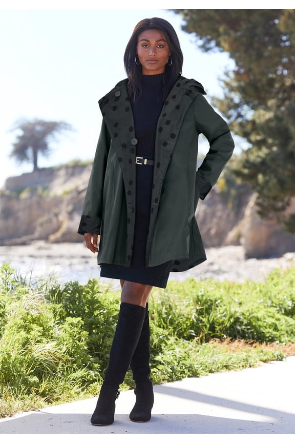 Women's Plus Size Reversible A-Line Raincoat