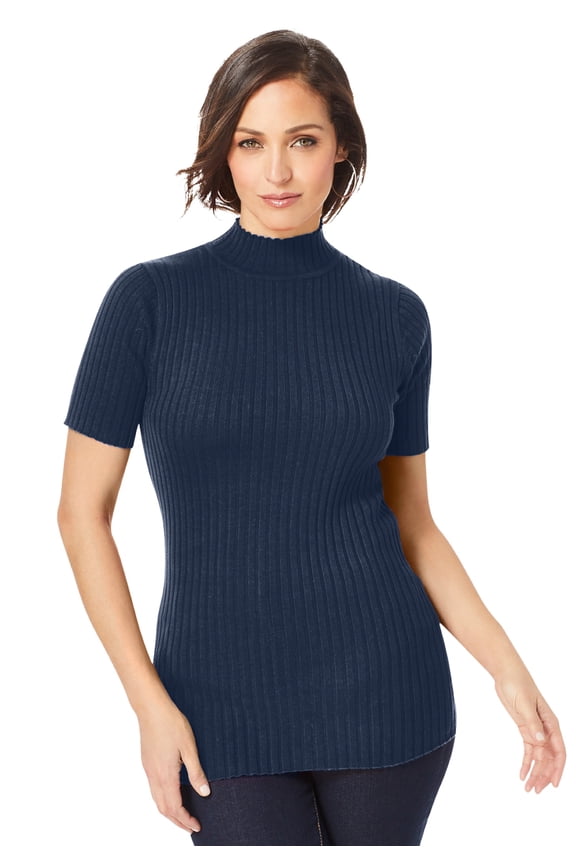 Women's Plus Size Rib Mockneck Sweater