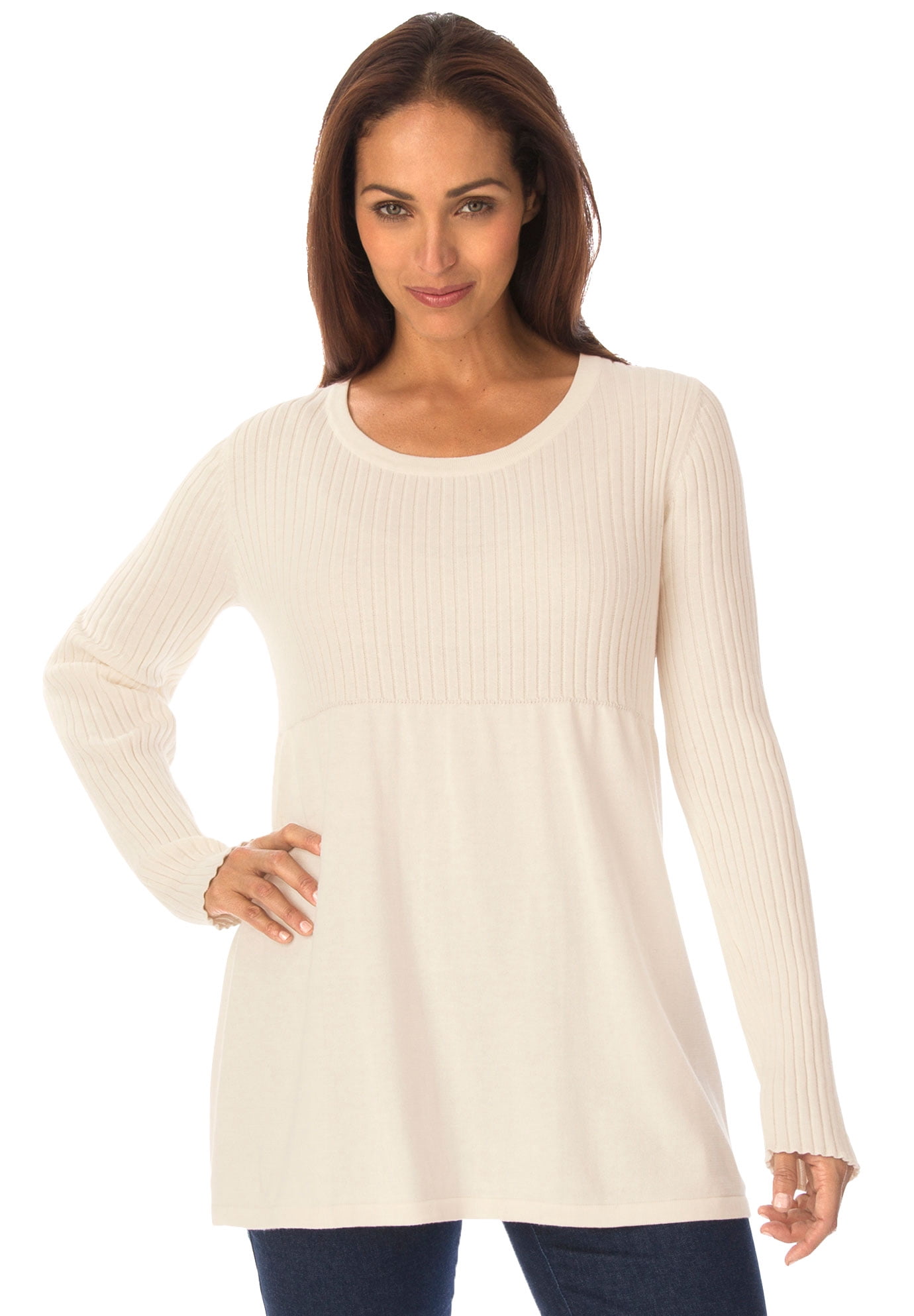 Plus Size Ribbed Sweaters Jessica London Women's Plus Size Ribbed Baby Doll Tunic Sweater ...
