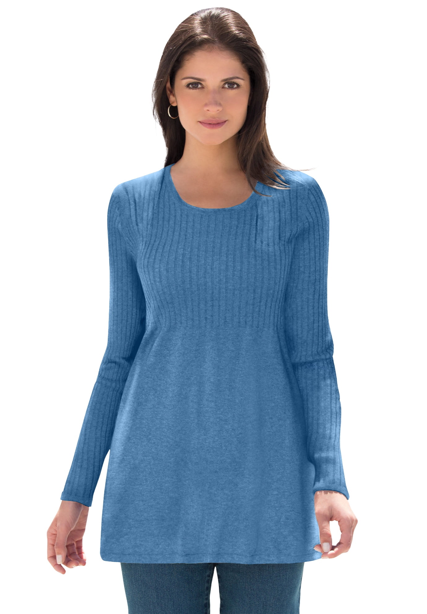 Plus Size Ribbed Sweaters Jessica London Women's Plus Size Ribbed Baby Doll Tunic Sweater ...