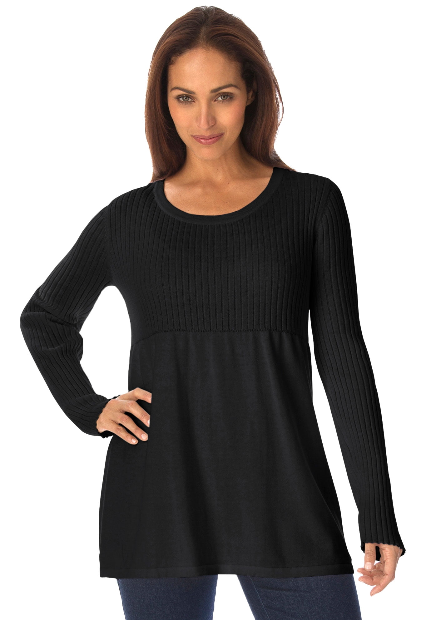 Plus Size Ribbed Sweaters Jessica London Women's Plus Size Ribbed Baby Doll Tunic Sweater ...