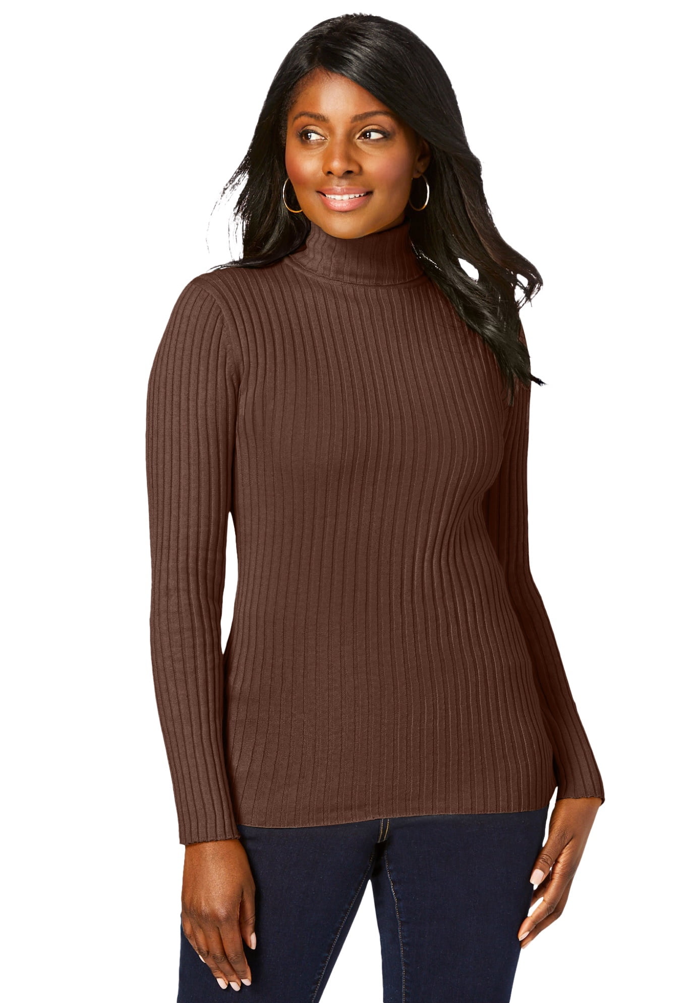 Jessica London Women s Plus Size Ribbed Cotton Turtleneck Sweater