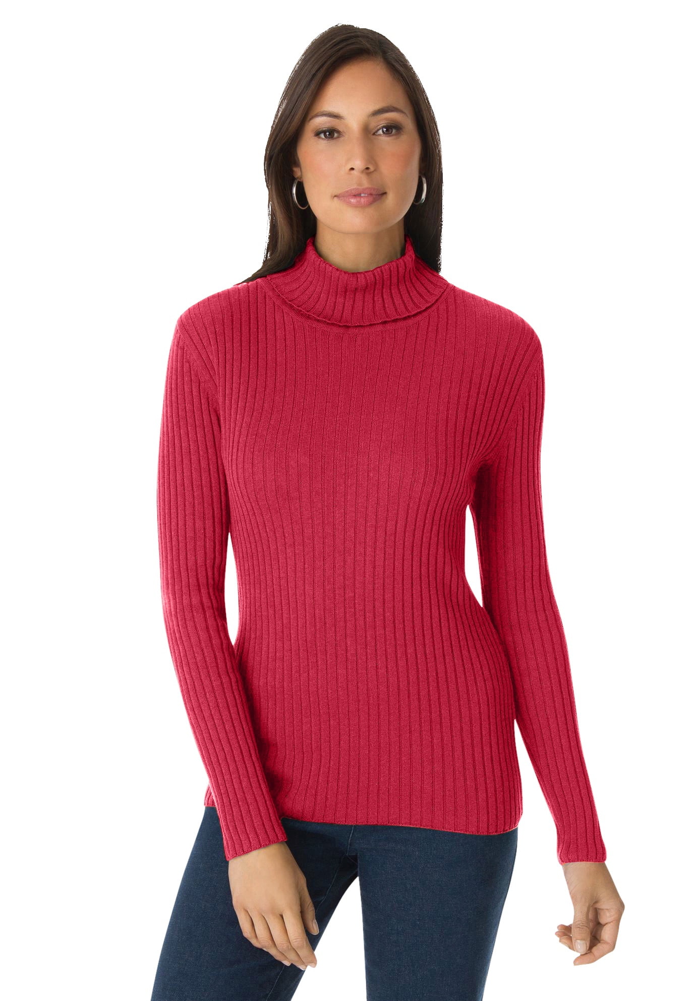 Jessica London Women s Plus Size Ribbed Cotton Turtleneck Sweater