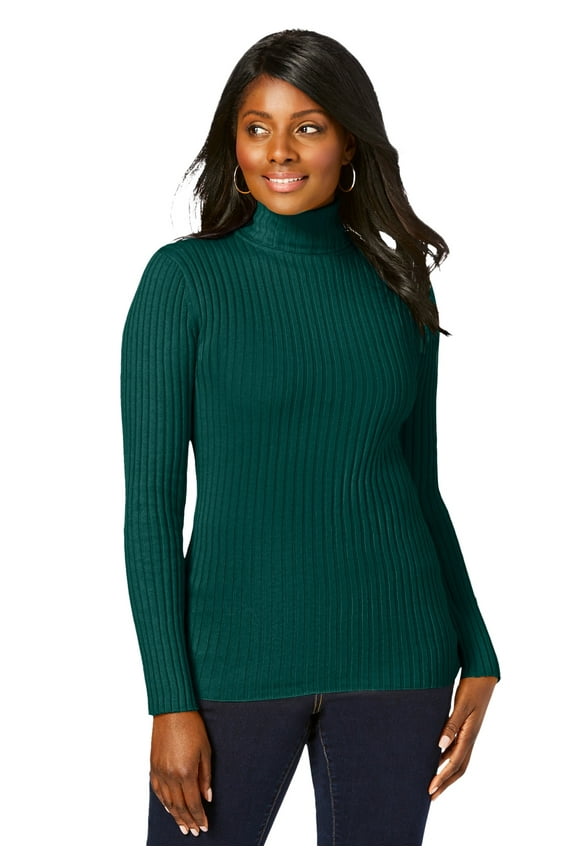 Women's Plus Size Ribbed Cotton Turtleneck Sweater