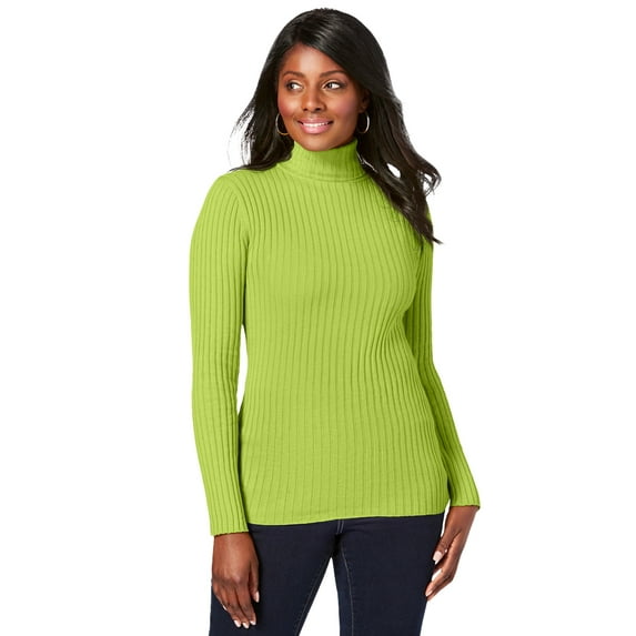 Jessica London Women's Plus Size Ribbed Cotton Turtleneck Sweater