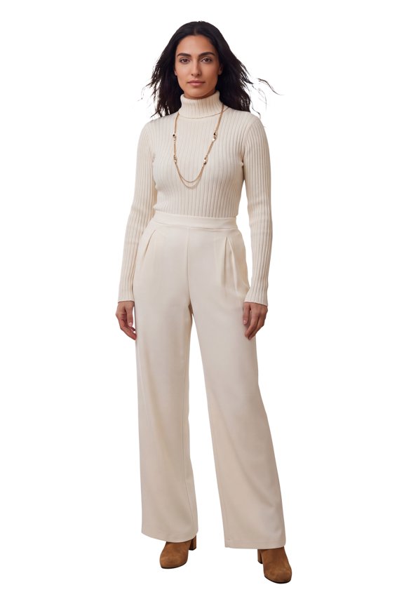 Women's Plus Size Ribbed Cotton Turtleneck Sweater
