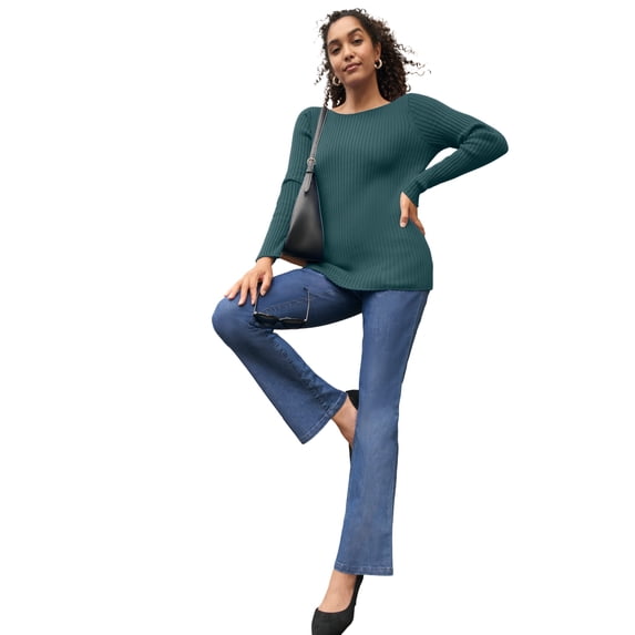 Jessica London Women's Plus Size Ribbed Knit Pullover Boatneck Sweater