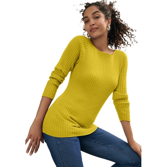 Jessica London Women's Plus Size Ribbed Knit Pullover Boatneck Sweater